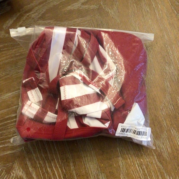 Retro Pin Up Girl Burgundy Stripe Push Up High Waisted Bikini Set XXL - Picture 7 of 10